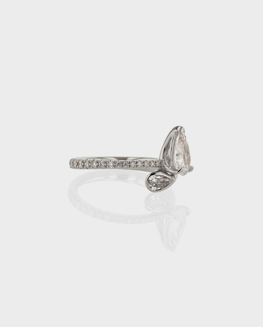 0.50 CT Pear Lab Grown Diamond Swirl Pave Promise Ring