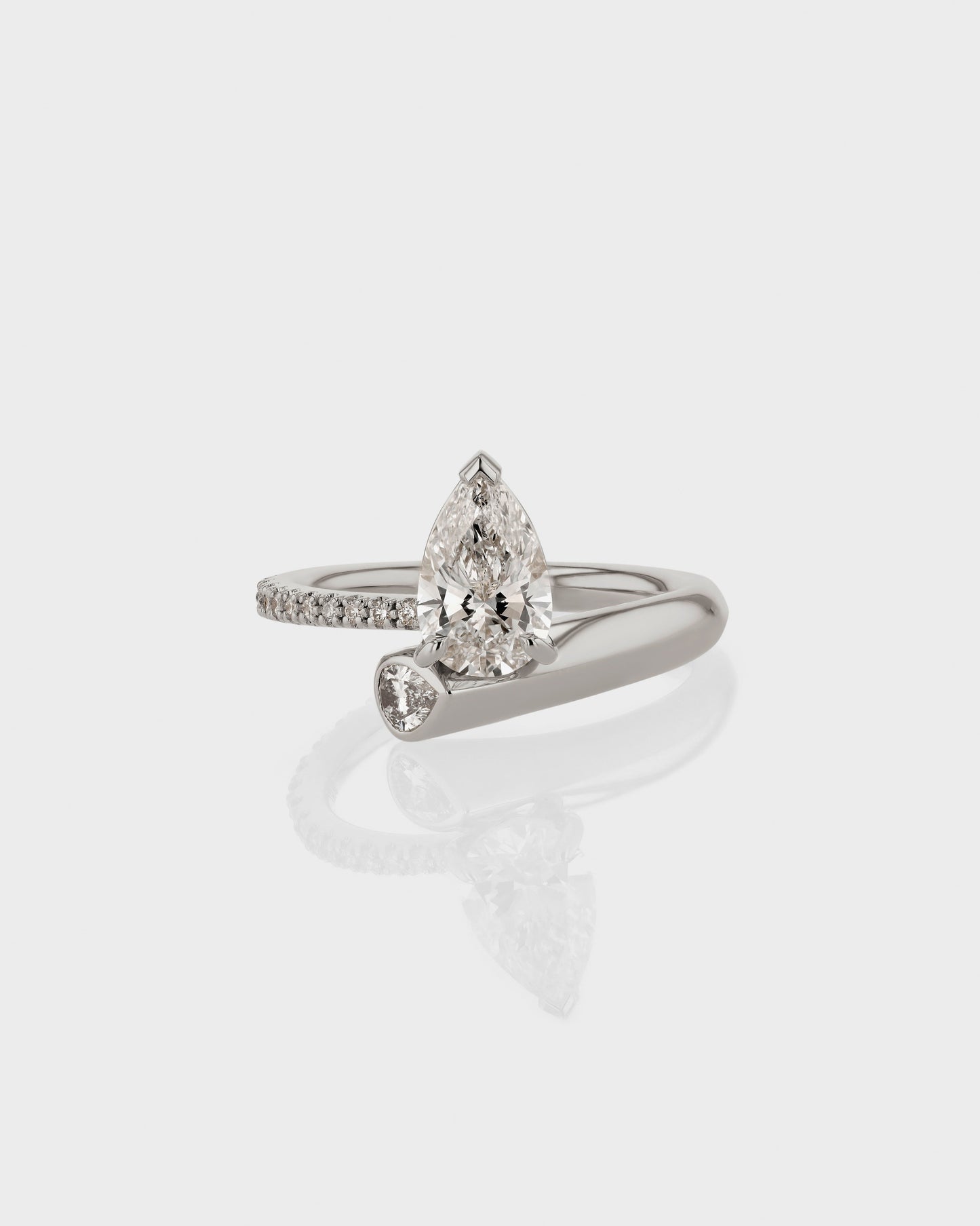 0.50 CT Pear Lab Grown Diamond Swirl Pave Promise Ring 1