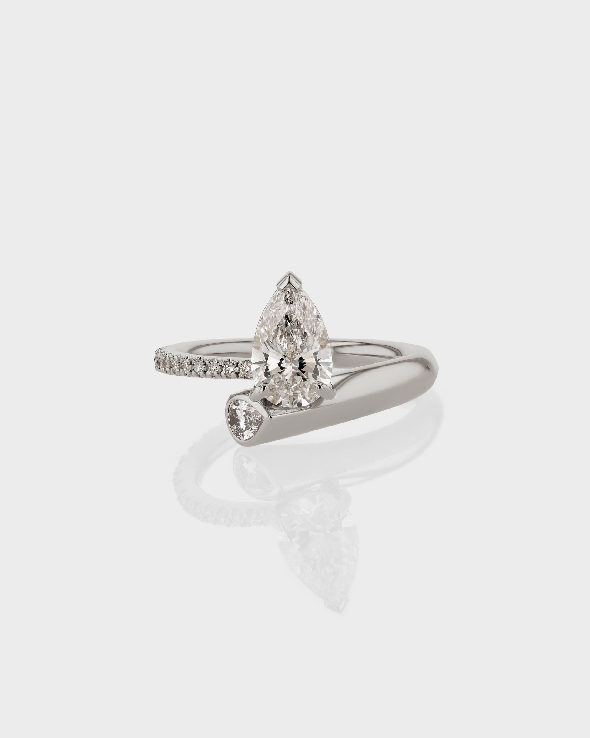 0.50 CT Pear Lab Grown Diamond Swirl Pave Promise Ring 1