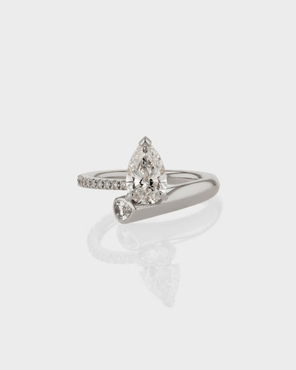 0.50 CT Pear Lab Grown Diamond Swirl Pave Promise Ring 1