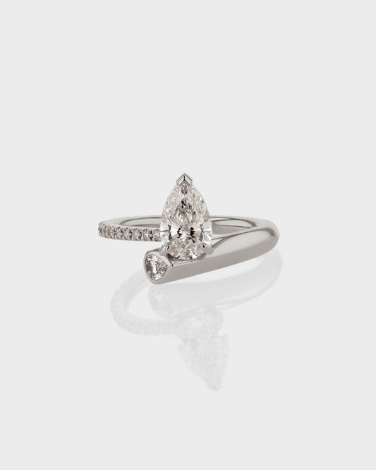 0.50 CT Pear Lab Grown Diamond Swirl Pave Promise Ring