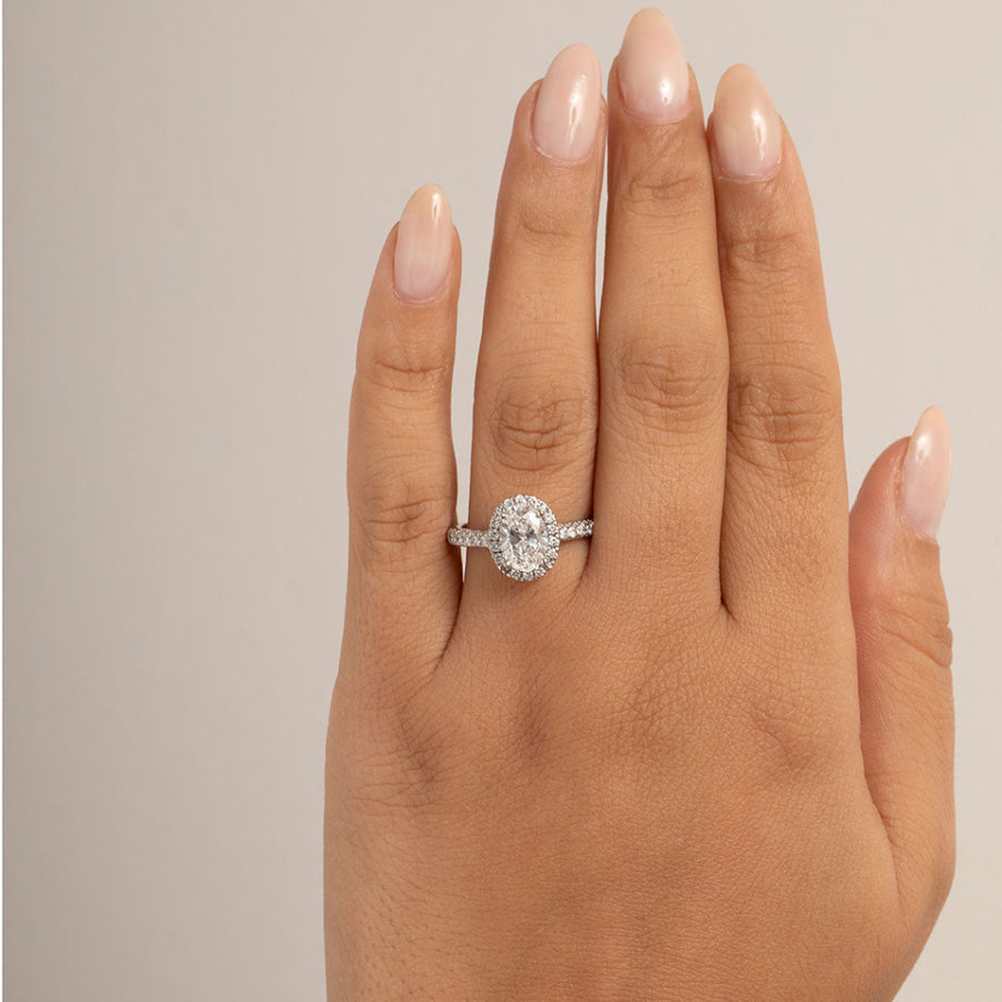 Halo Pave-1.5 CT Oval Lab Grown Diamond Engagement Ring