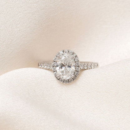 Halo Pave-1.5 CT Oval Lab Grown Diamond Engagement Ring