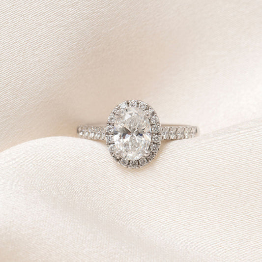 Halo Pave-1.5 CT Oval Lab Grown Diamond Engagement Ring