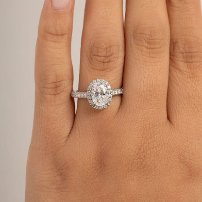 Halo Pave-1.5 CT Oval Lab Grown Diamond Engagement Ring