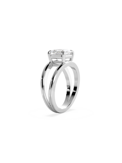 Solitaire & Double Band-Asscher Lab Grown Diamond Engagement Ring
