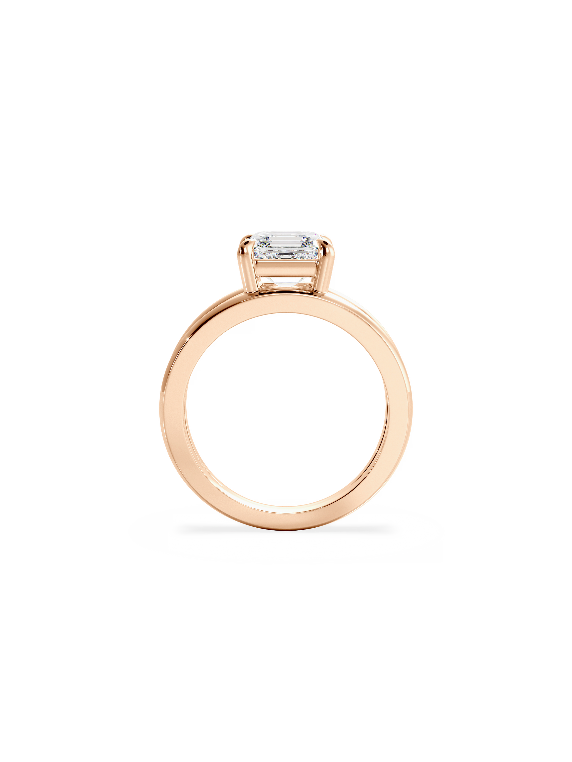 Solitaire & Double Band-Asscher Lab Grown Diamond Engagement Ring