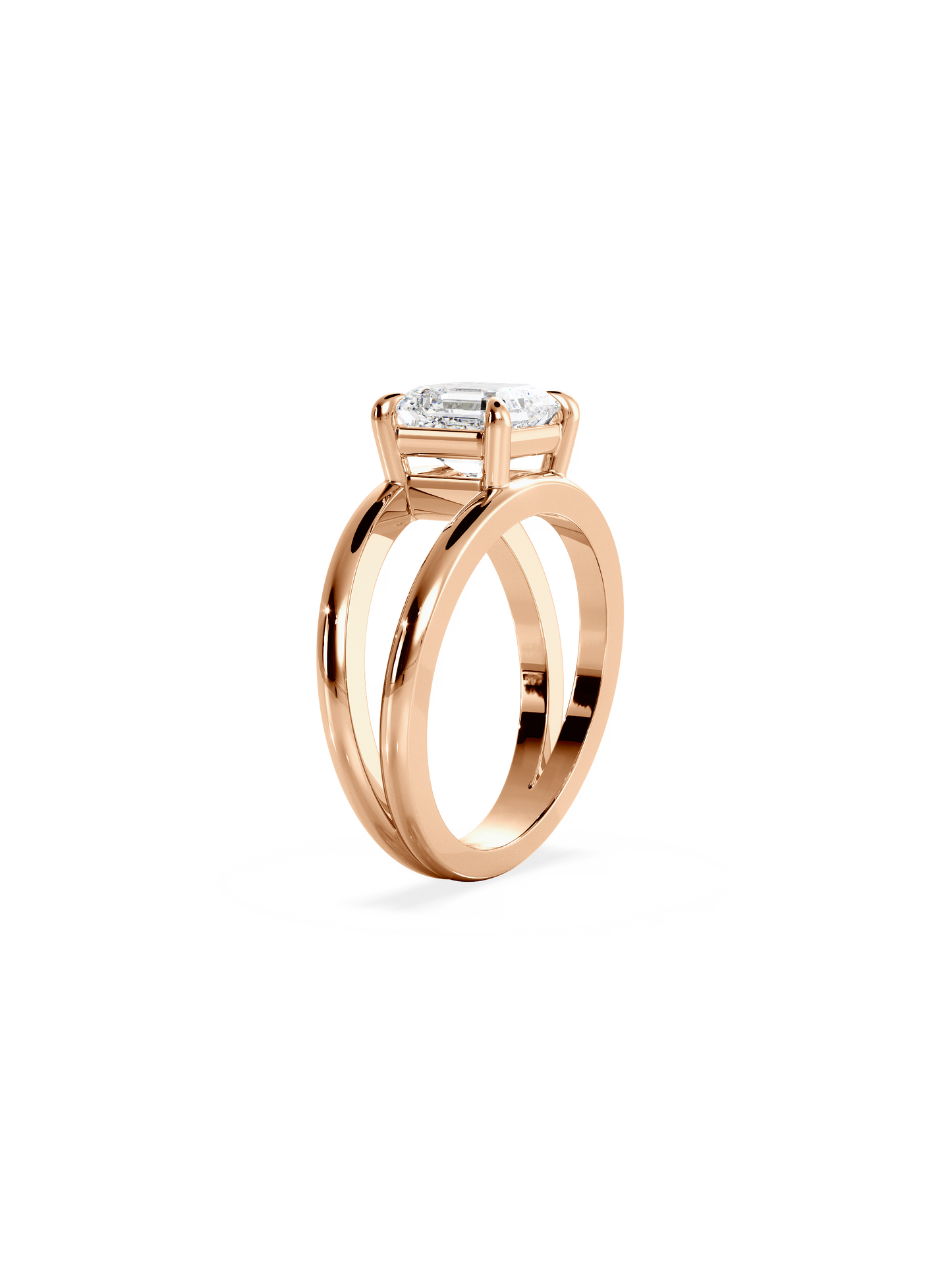 Solitaire & Double Band-Asscher Lab Grown Diamond Engagement Ring