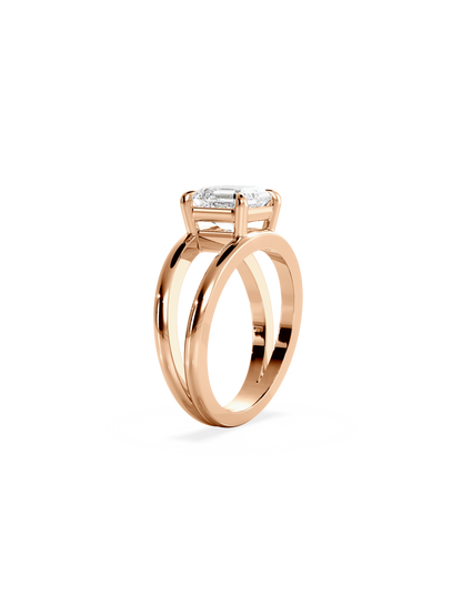 Solitaire & Double Band-Asscher Lab Grown Diamond Engagement Ring