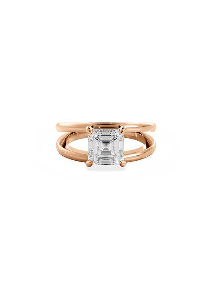 Solitaire & Double Band-Asscher Lab Grown Diamond Engagement Ring