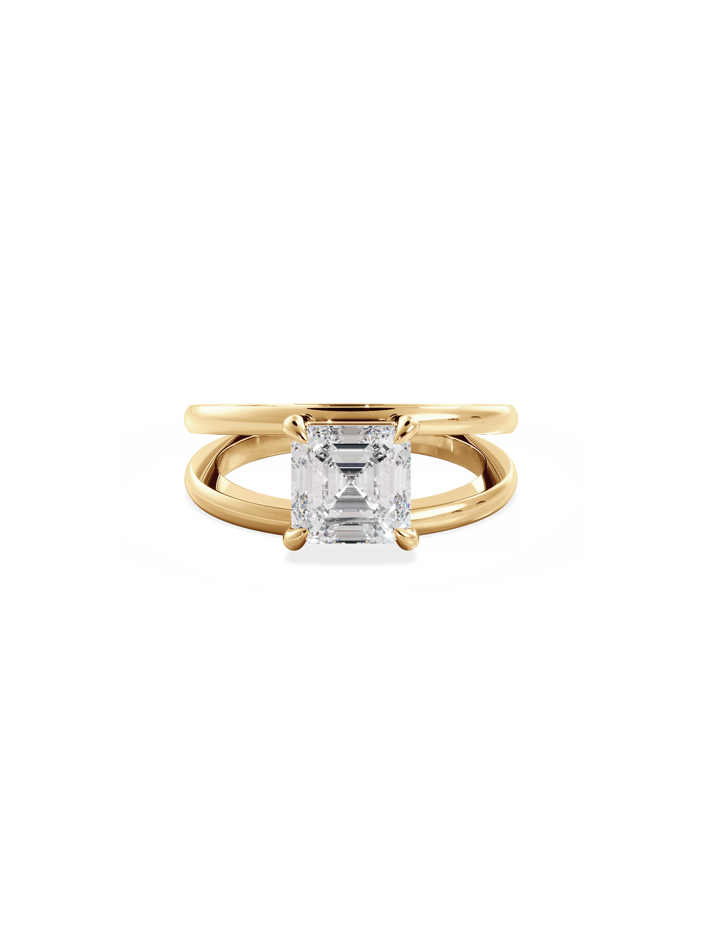 Solitaire & Double Band-Asscher Lab Grown Diamond Engagement Ring