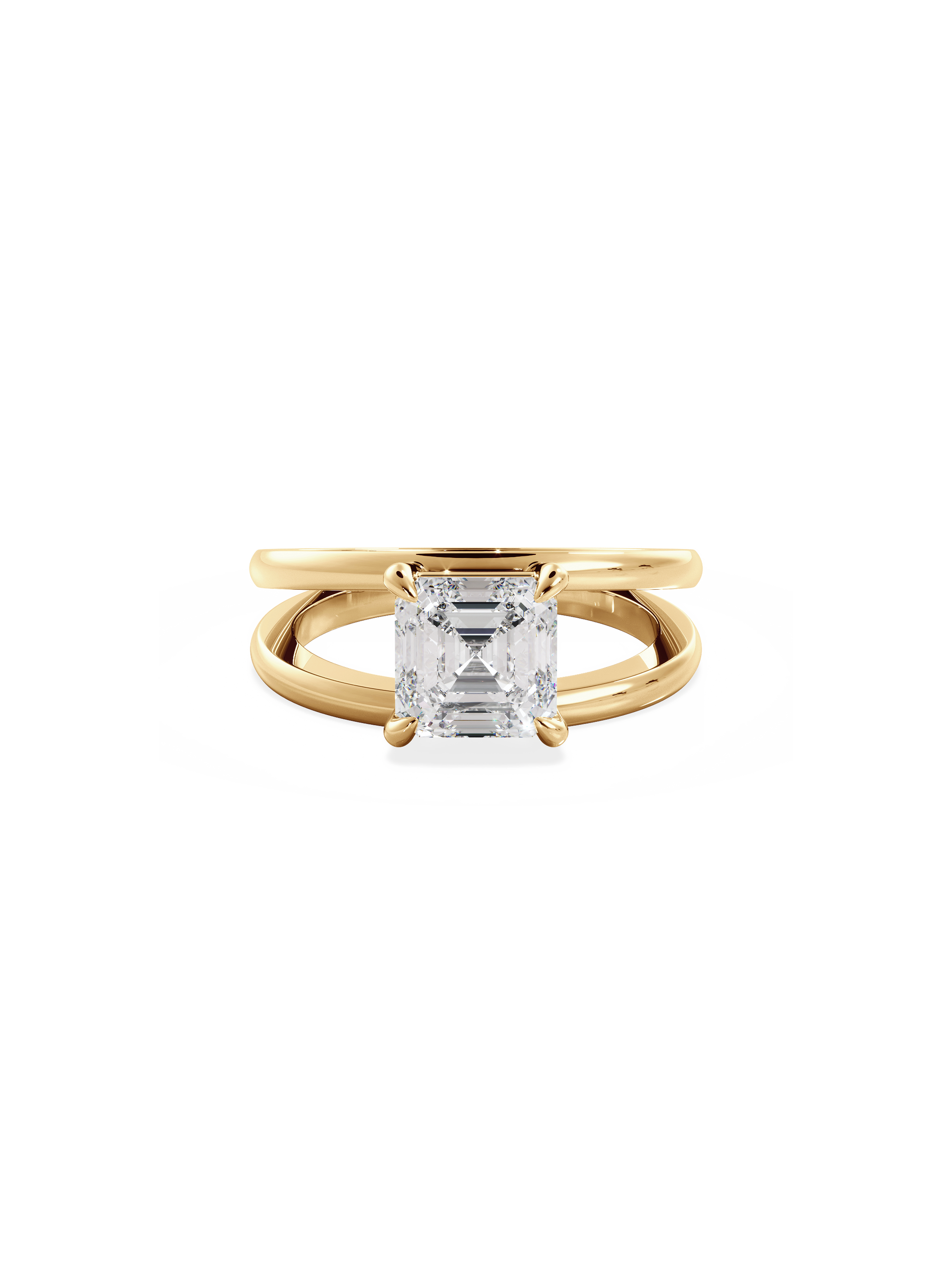Solitaire & Double Band-Asscher Lab Grown Diamond Engagement Ring
