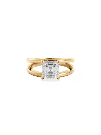 Solitaire & Double Band-Asscher Lab Grown Diamond Engagement Ring