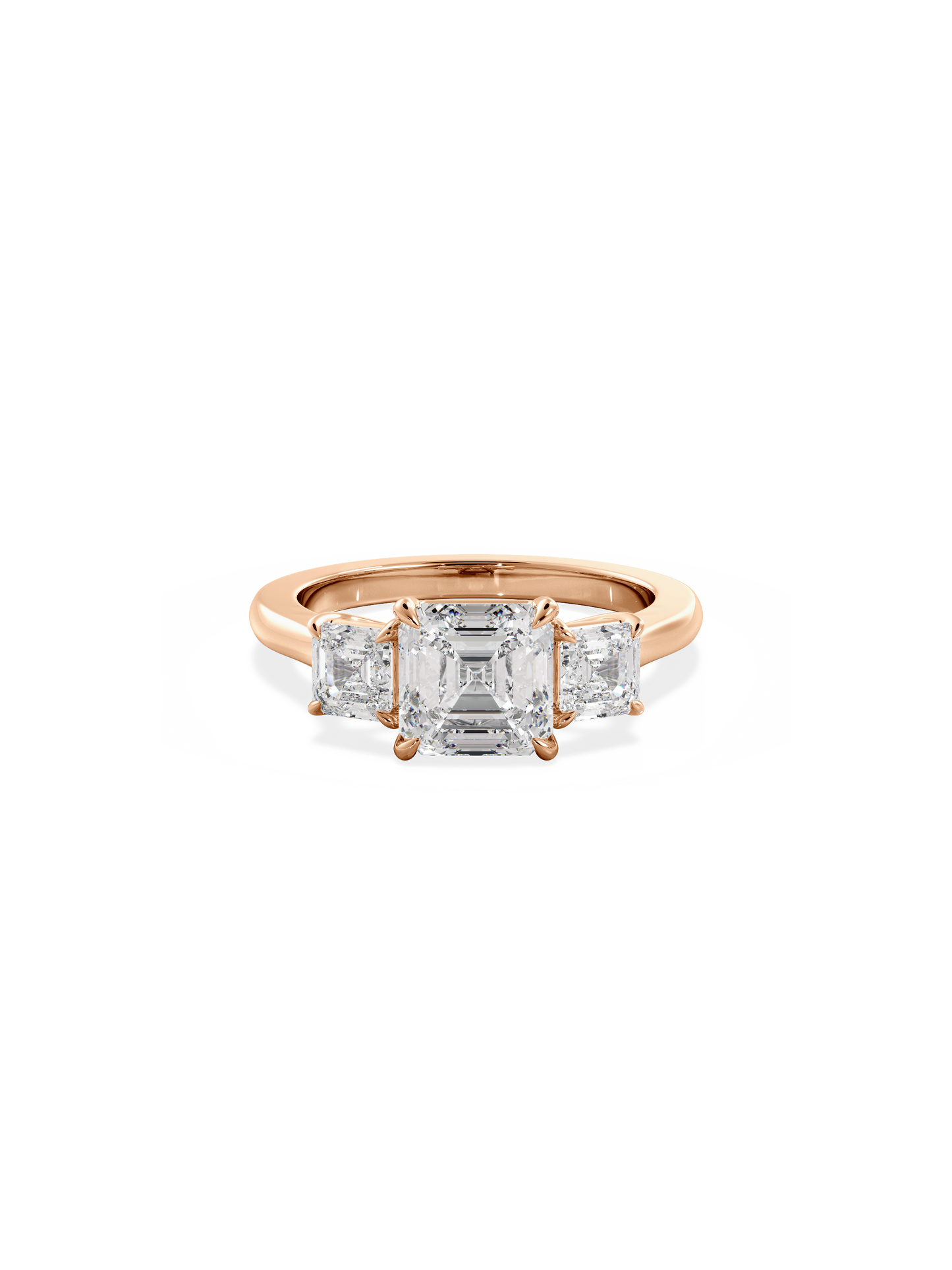 Three Stone-Asscher Lab Grown Diamond Engagement Ring