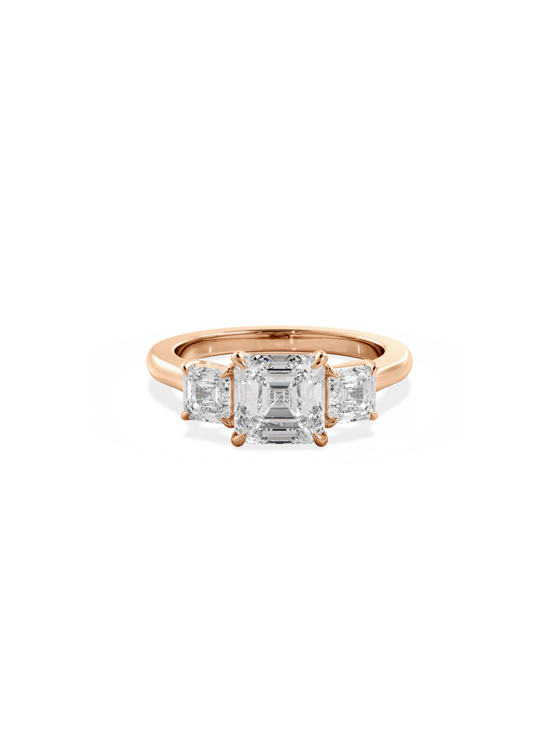 Three Stone-Asscher Lab Grown Diamond Engagement Ring