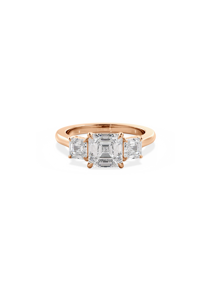 Three Stone-Asscher Lab Grown Diamond Engagement Ring