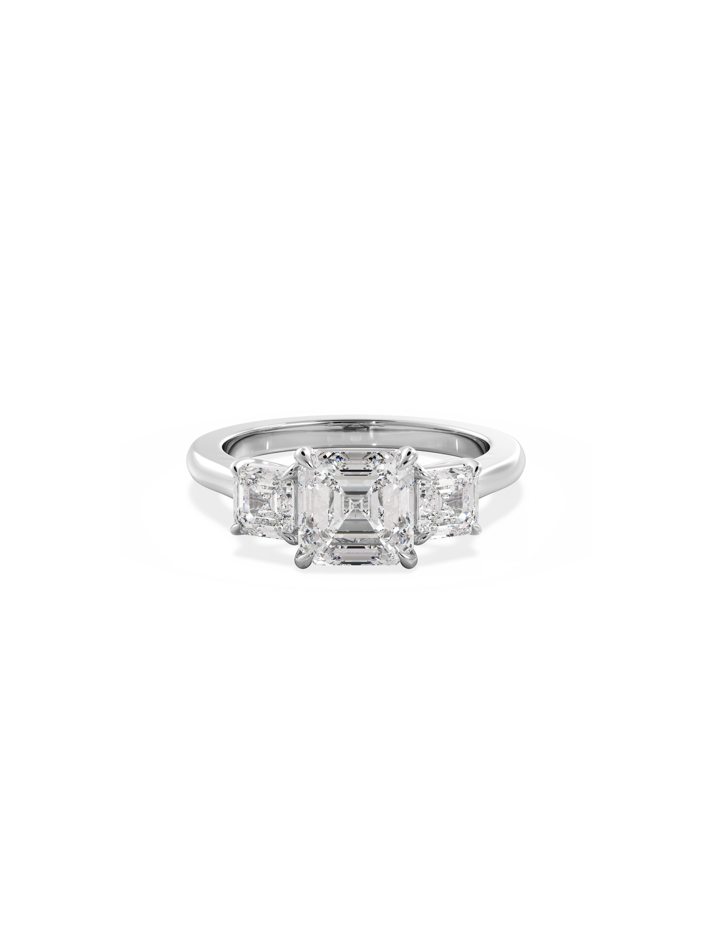 Three Stone-Asscher Lab Grown Diamond Engagement Ring