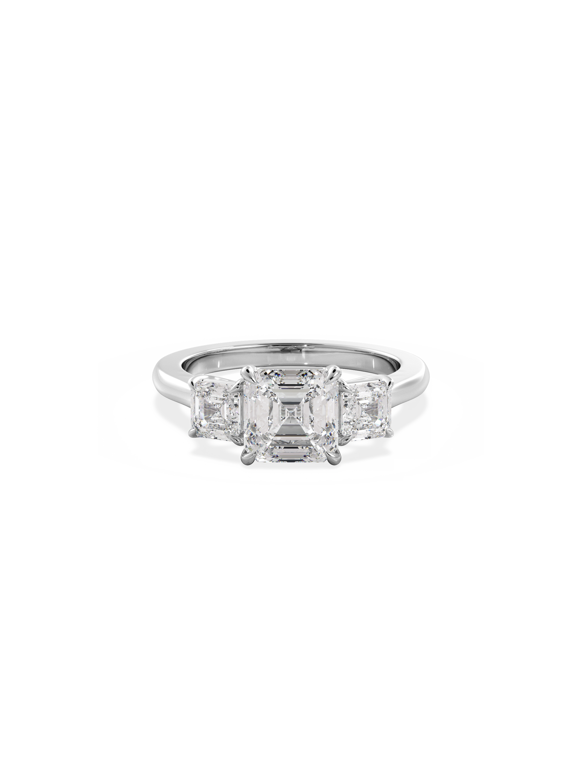 Three Stone-Asscher Lab Grown Diamond Engagement Ring