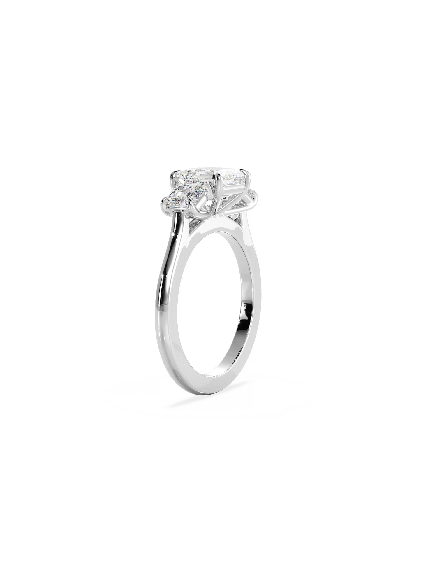 Three Stone-Asscher Lab Grown Diamond Engagement Ring