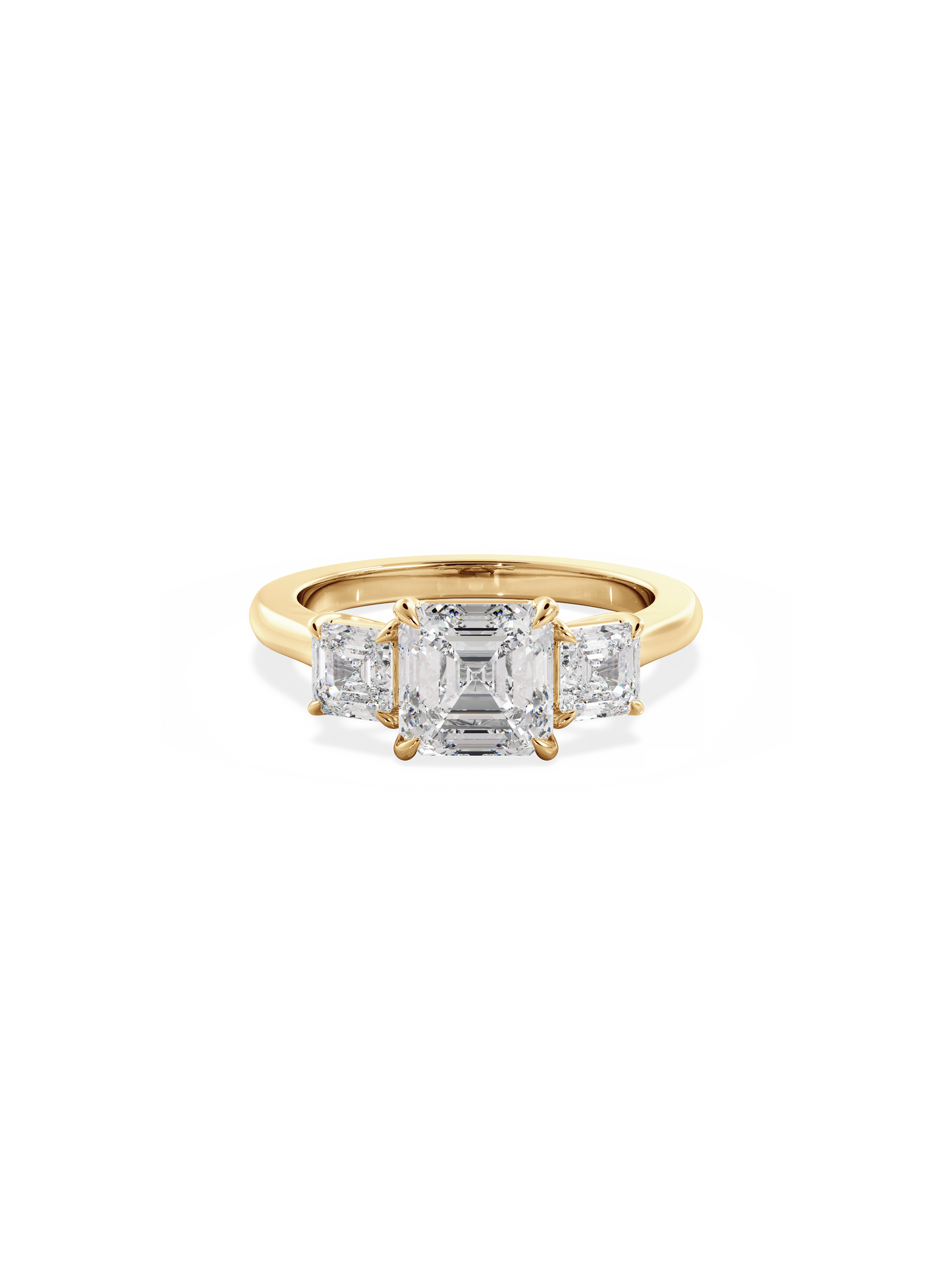 Three Stone-Asscher Lab Grown Diamond Engagement Ring