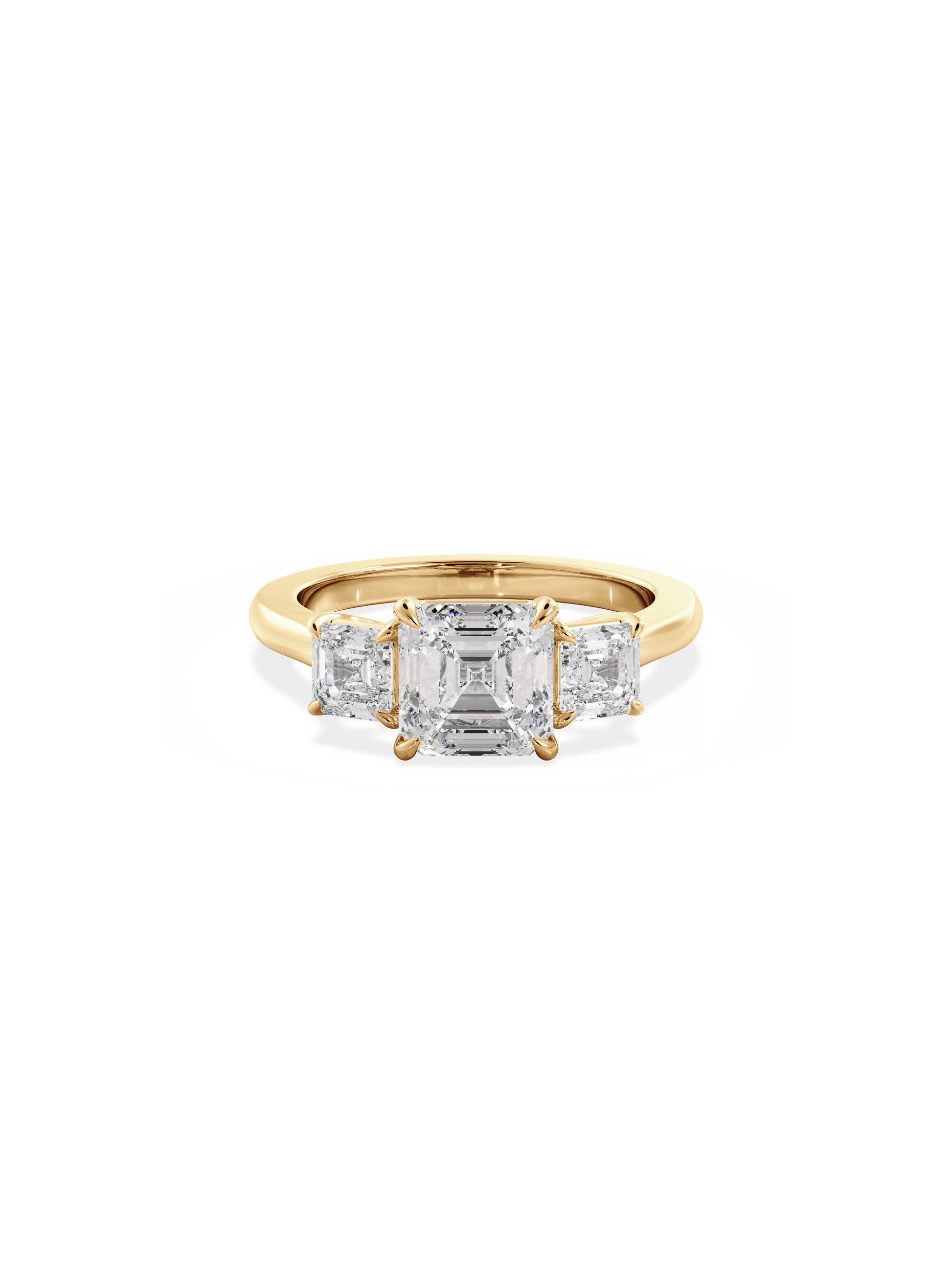 Three Stone-Asscher Lab Grown Diamond Engagement Ring