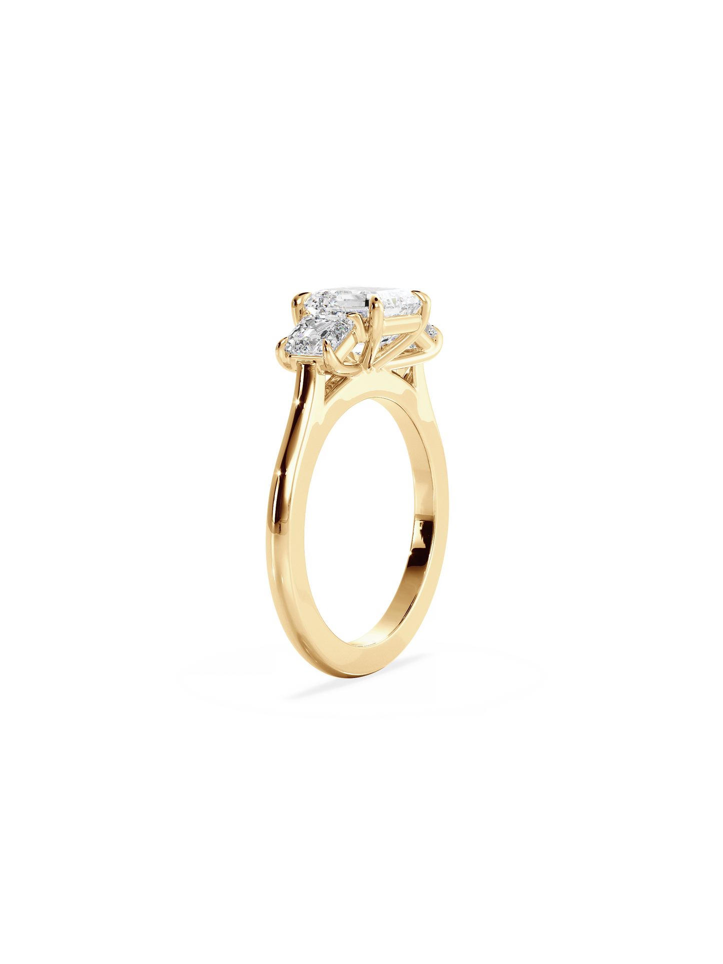 Three Stone-Asscher Lab Grown Diamond Engagement Ring