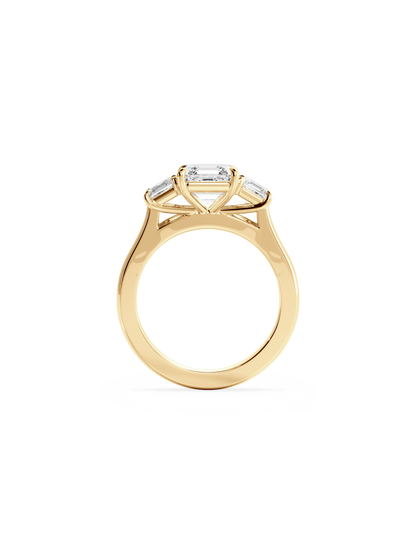 Three Stone-Asscher Lab Grown Diamond Engagement Ring