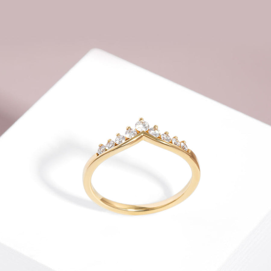 Curved- 0.25 CT Marquise Lab Grown Diamond Wedding Band