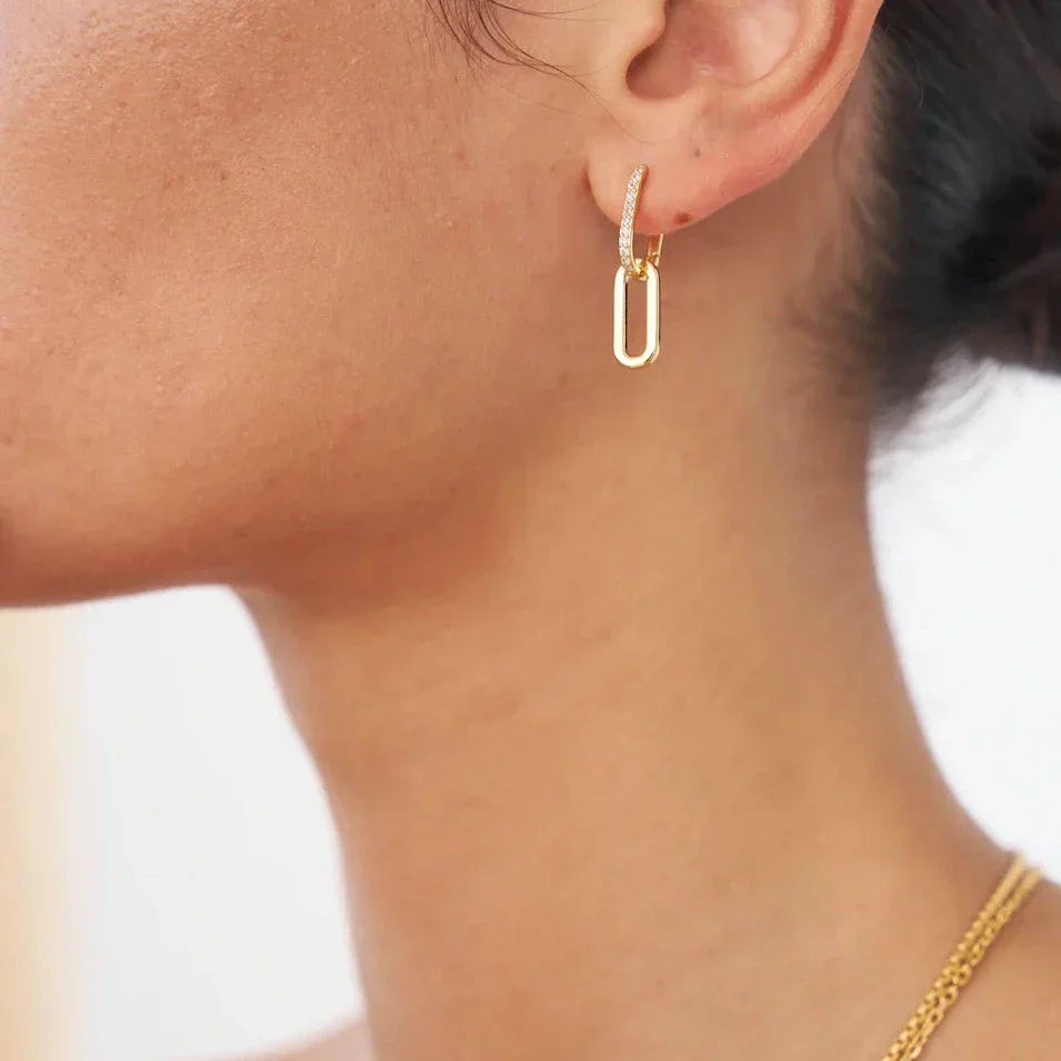 0.40 TCW Diamond Bar Double Gold Hoop Earrings 2