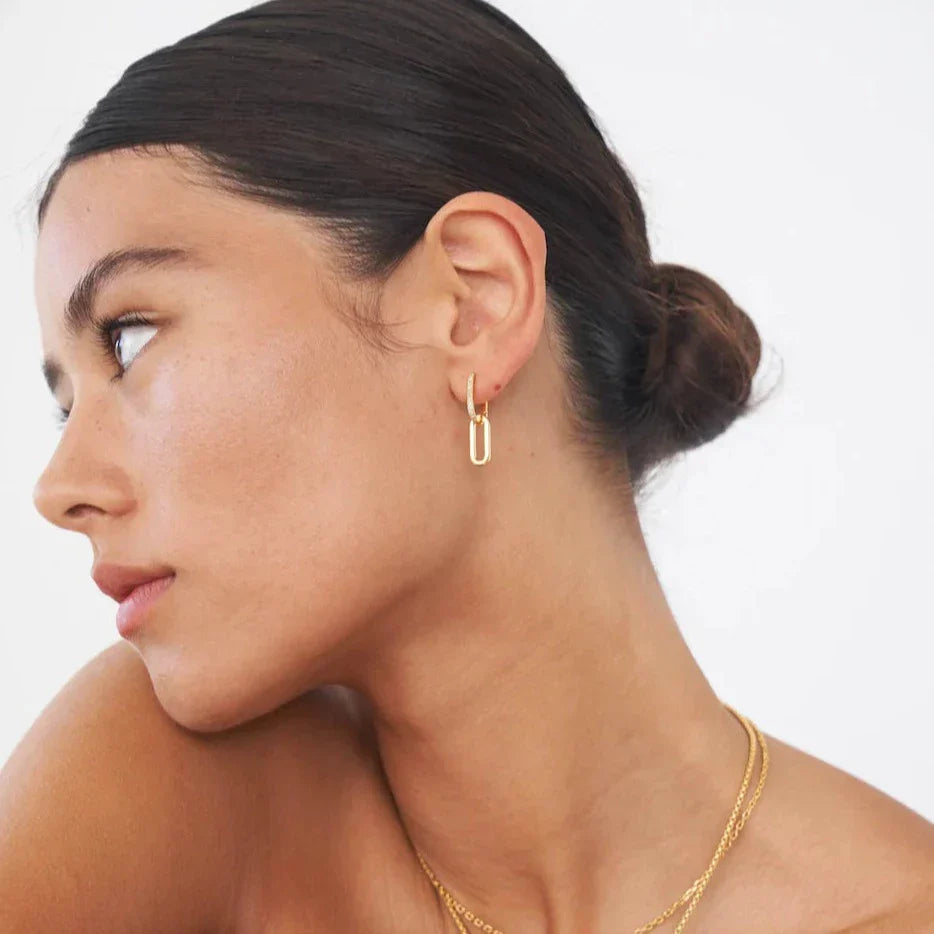 0.40 TCW Diamond Bar Double Gold Hoop Earrings 4