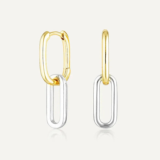 Elegant Two-Tone Bar Hoop Earrings