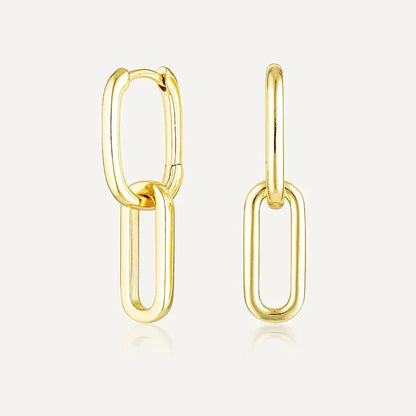 Elegant Elongated Double Gold Hoop Earrings 1