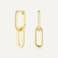 Load image into Gallery viewer, 0.40 TCW Diamond Bar Double Gold Hoop Earrings
