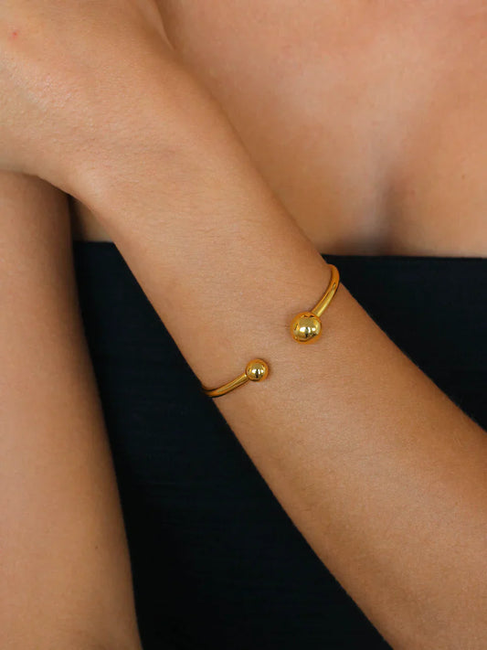 Golden Sphere Open Cuff Bracelet