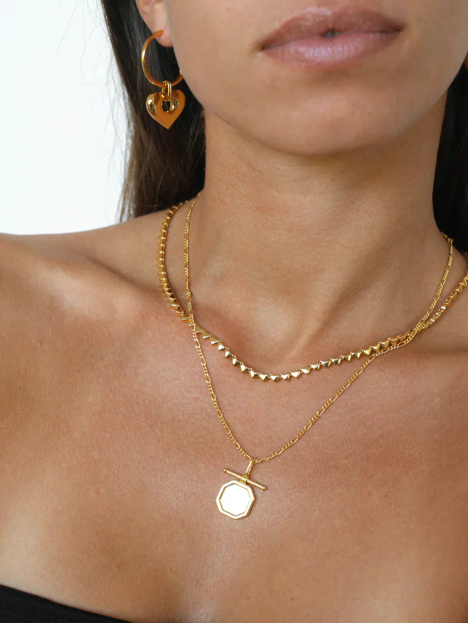 Gold Hexagonal Pendant Necklace