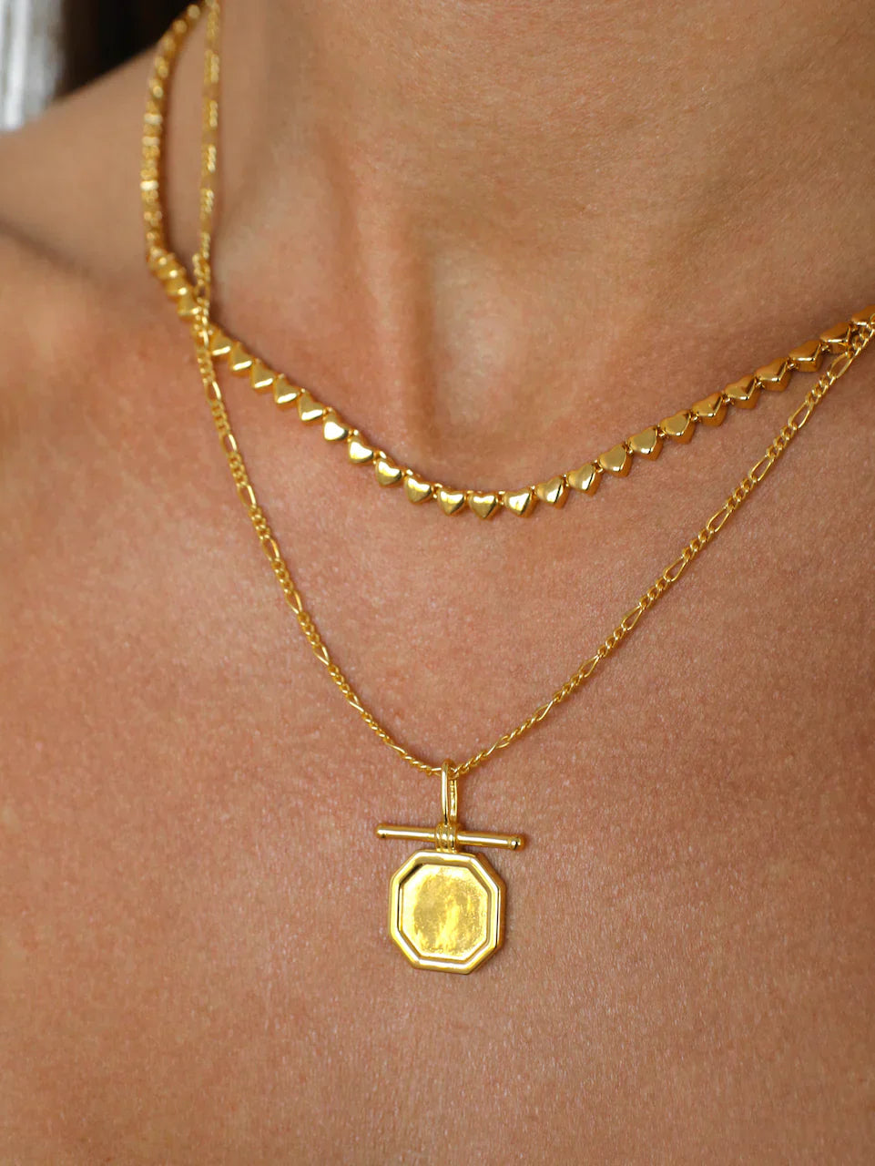 Gold Hexagonal Pendant Necklace