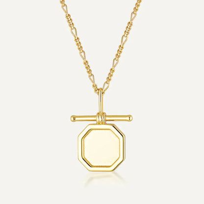Gold Hexagonal Pendant Necklace 1