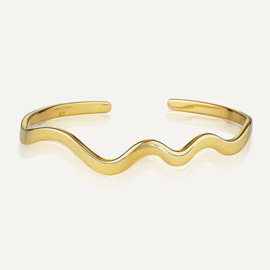 Elegant Wave Gold Open Cuff Bracelet