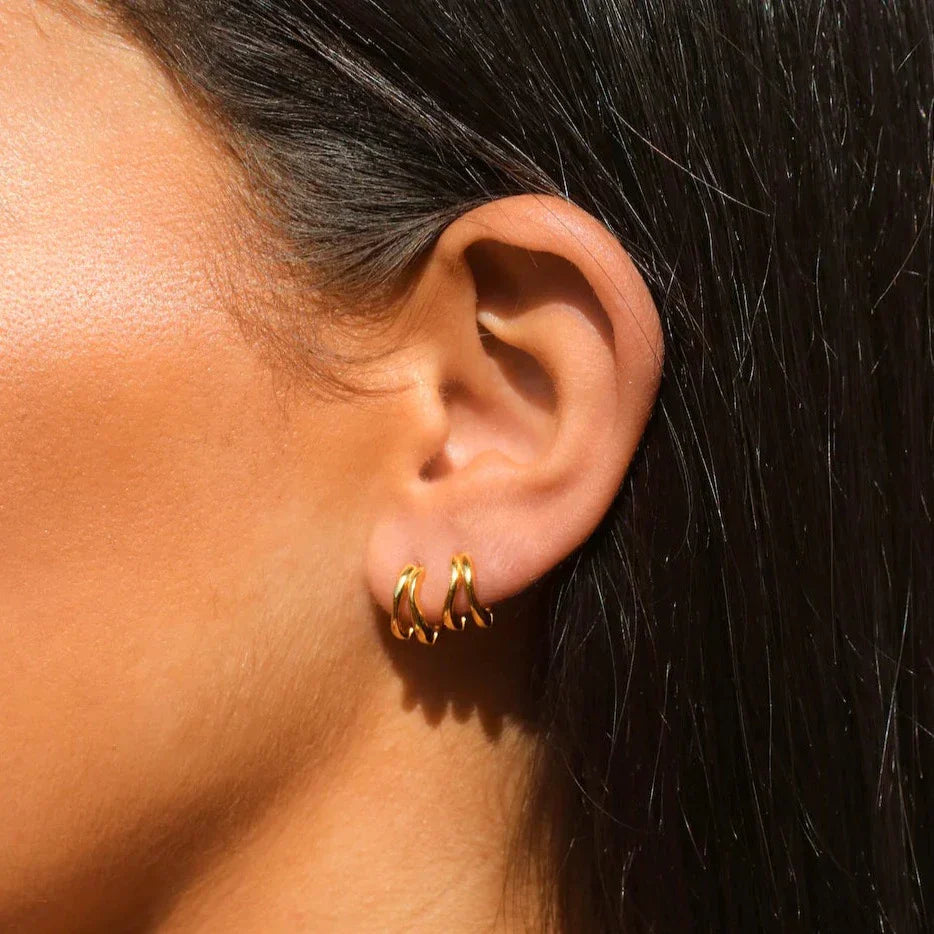 Bold Gold Twist Huggie Earrings 2