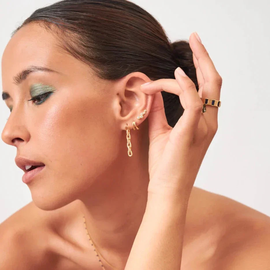 Bold Gold Twist Huggie Earrings 3
