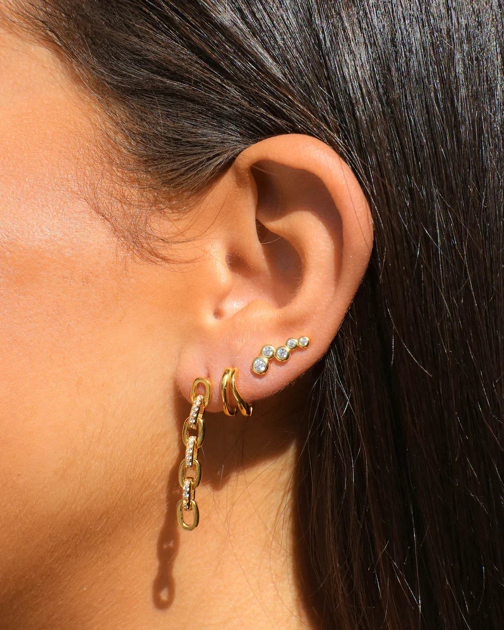 Bold Gold Twist Huggie Earrings 4