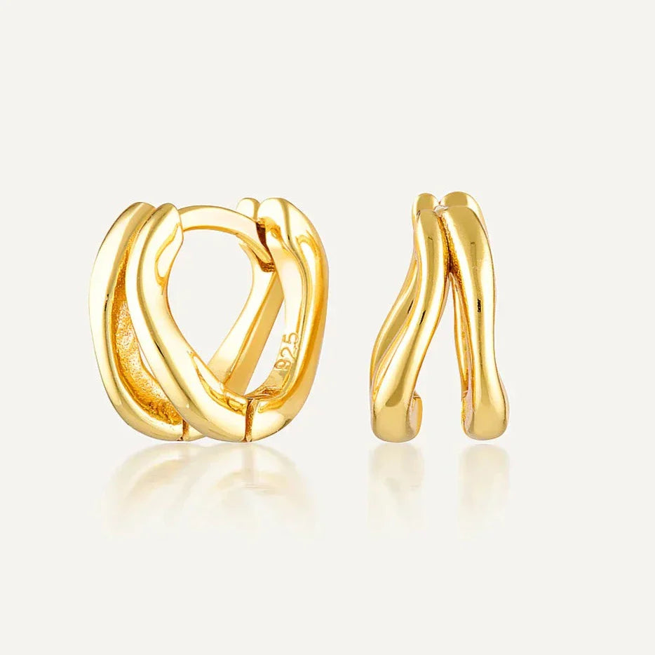 Bold Gold Twist Huggie Earrings 1