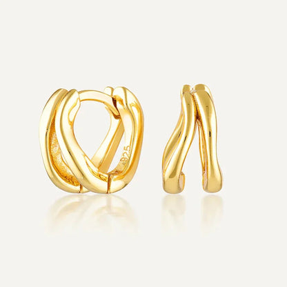 Bold Gold Twist Huggie Earrings 1