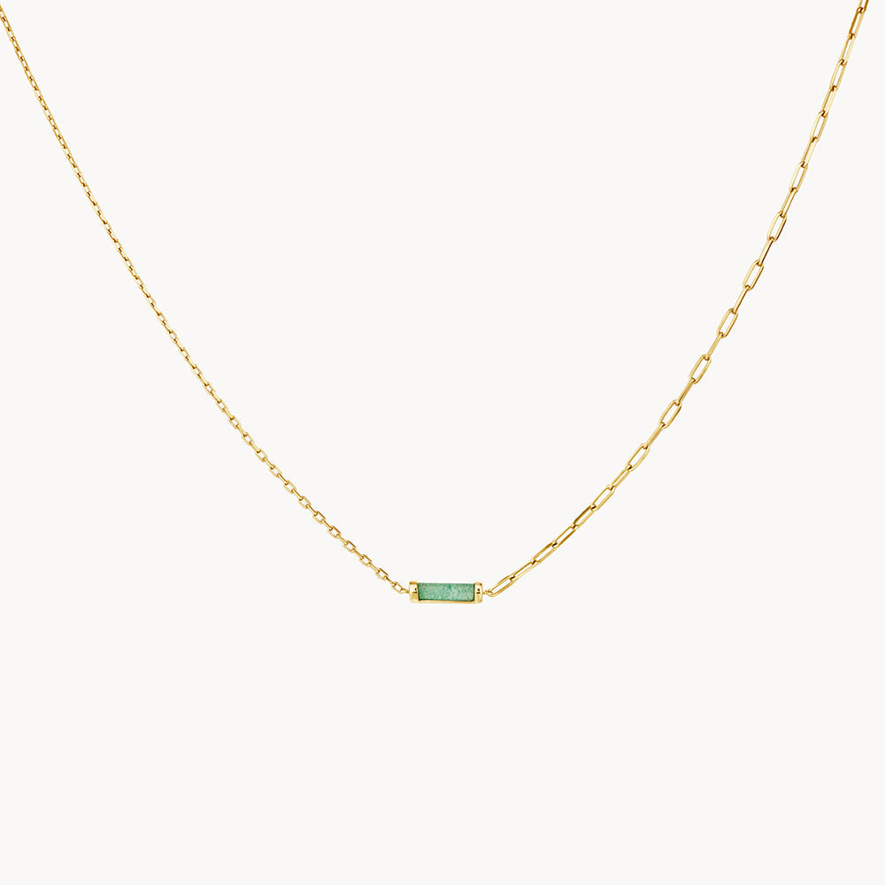 1.42 CT Rectangle Aventurine Gemstone Necklace in Gold Chain