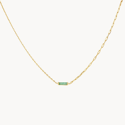 1.42 CT Rectangle Aventurine Gemstone Necklace in Gold Chain 2