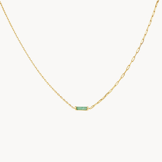 1.42 CT Rectangle Aventurine Gemstone Necklace in Gold Chain