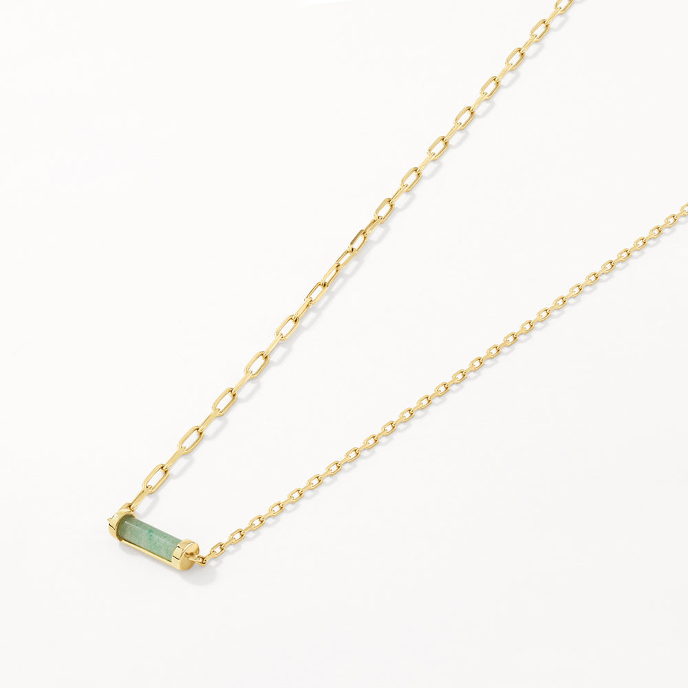 1.42 CT Rectangle Aventurine Gemstone Necklace in Gold Chain