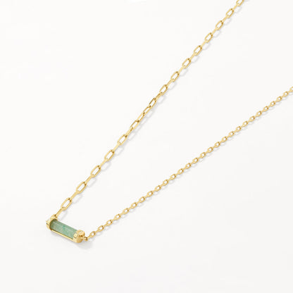 1.42 CT Rectangle Aventurine Gemstone Necklace in Gold Chain 9
