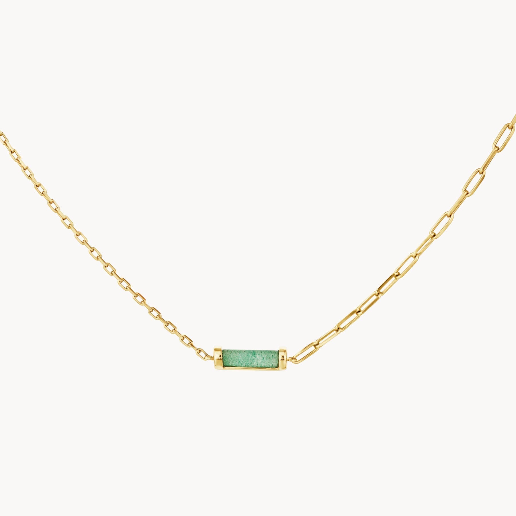 1.42 CT Rectangle Aventurine Gemstone Necklace in Gold Chain