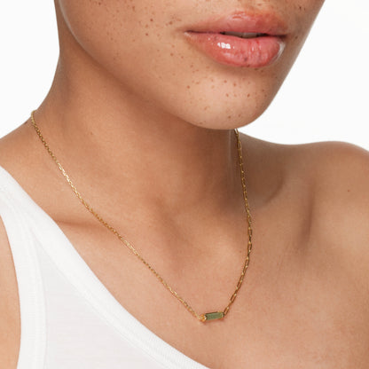 1.42 CT Rectangle Aventurine Gemstone Necklace in Gold Chain 6